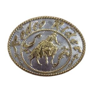 Gold and Silver Rodeo Rider Belt Buckle